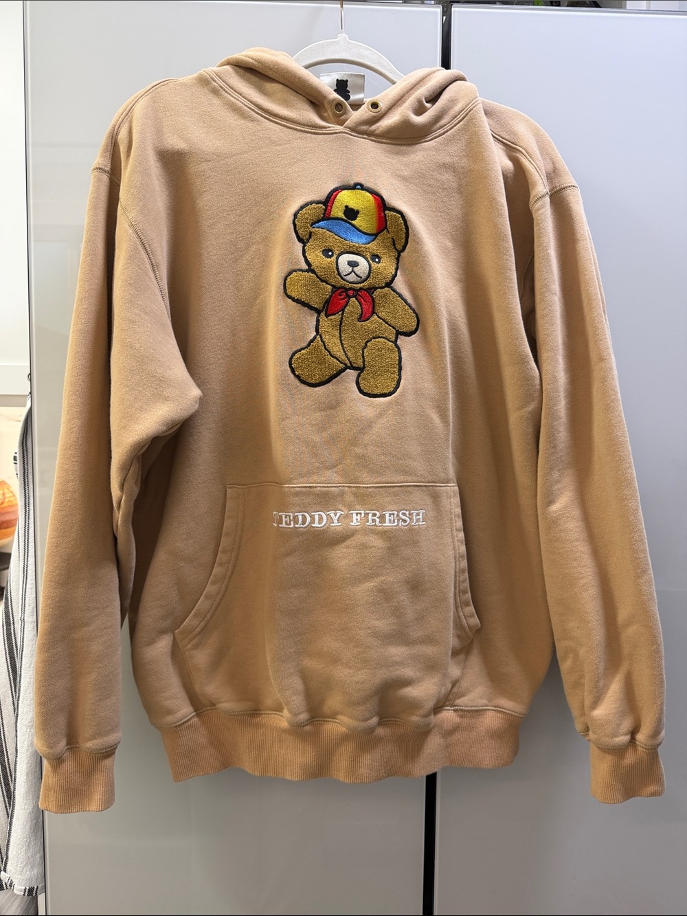 Men or women Teddy Fresh Tan Crewneck Hoodie with Embroidered Bear